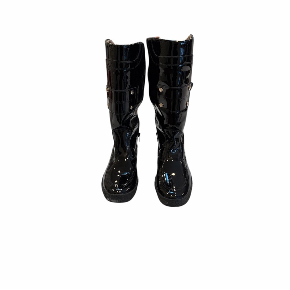 Burberry Black Patent Leather Mid-Calf Boots Platform Wedge Zip Women US 6.5 - Picture 12 of 12